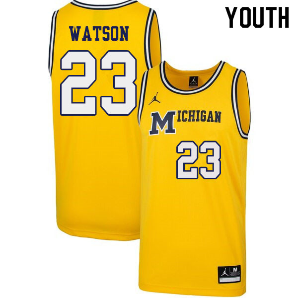 Youth #23 Ibi Watson Michigan Wolverines 1989 Retro College Basketball Jerseys Sale-Yellow - Click Image to Close